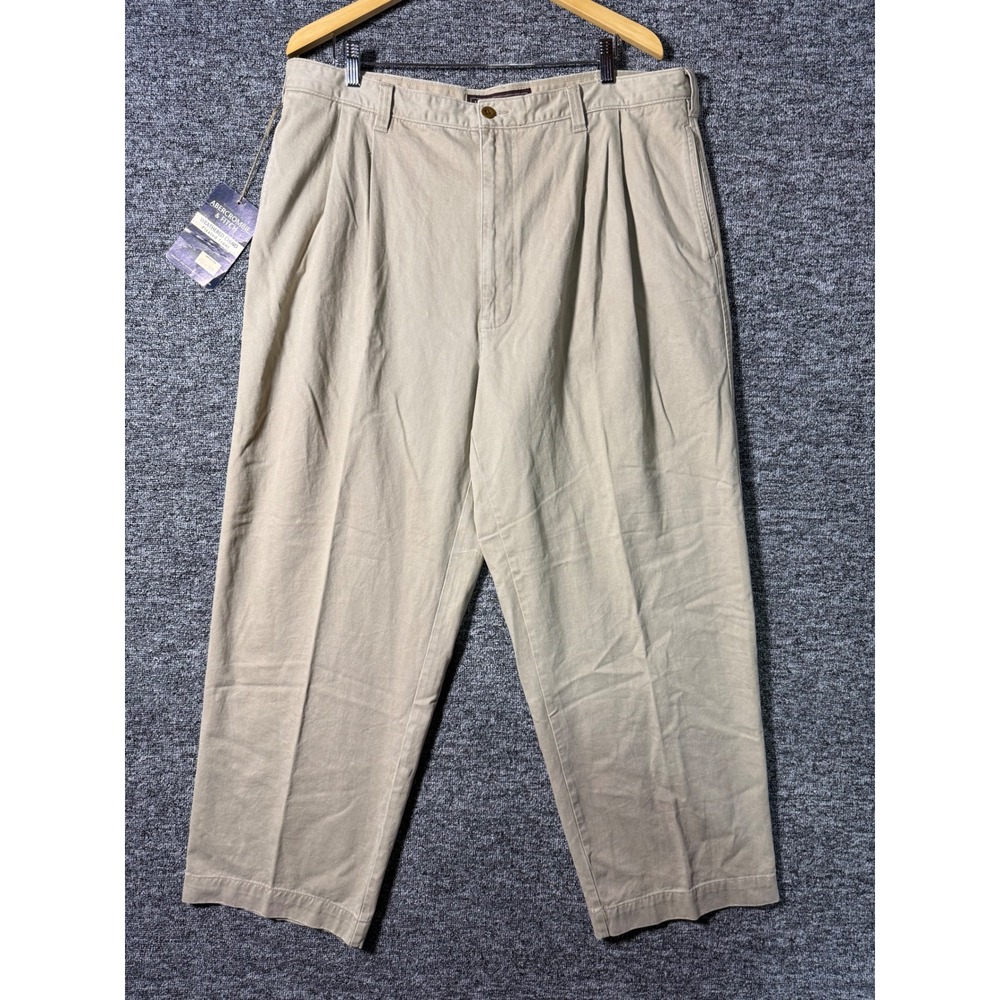 Abercrombie & Fitch Mens Weathered Chino Pants Khaki Pleated 40x30 NWT Vintage
